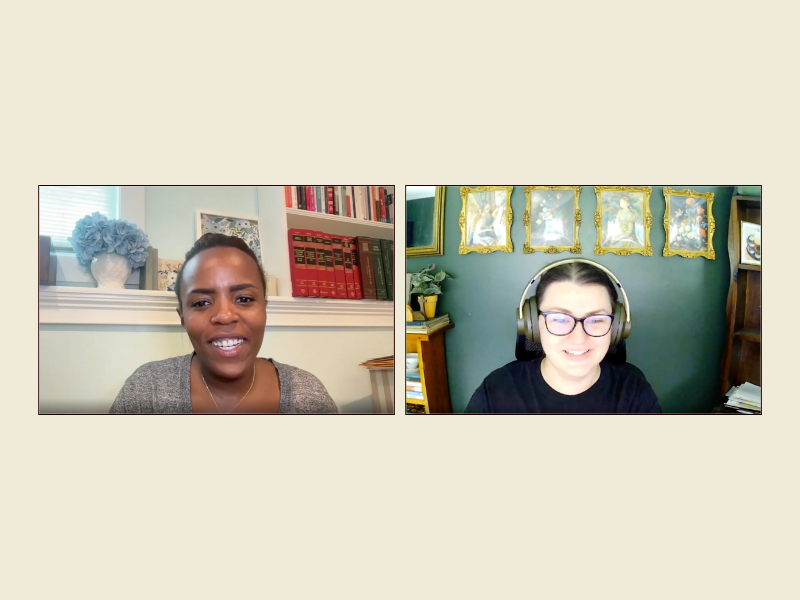 Screenshots of 2 women from a Google Meet consultation call.